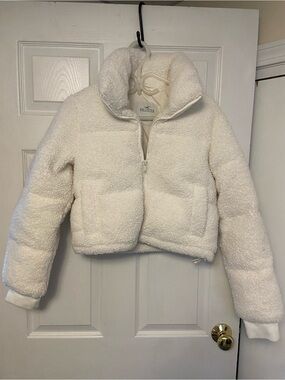Hollister Cream Sherpa-Lined Zip Jacket